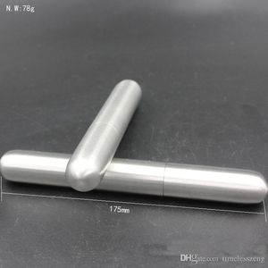Paslanmaz Çelik Gümüş Puro Tüp Silindirik Metal Taşınabilir Tek Puro Kutusu Tel Çizim Zımpara Puro Aksesuarları