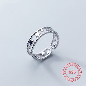 Boa Qualidade Classic Stars Theme Ring 925 Sólida Sterling Silver Liso Design Loja Online Website Meninas Jóias Presente Para As Mulheres