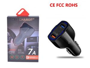 3.0 Typ C PD Fast Car Charger 7A 35 W Szybkie ładowanie Type-C Adapter Zasilacz Podwójny Port Charg USB do smartfona z pola detalicznego