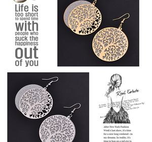 Wholesale- Antique silver Gold Tree of life earrings Vintage Retro Lucky for women and girls