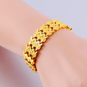 Dropshipping Wholesale 18k Yellow Gold Filled Tight Heart Chain Band Bracelet Mens 20cm Classic Fashion Male Jewelry