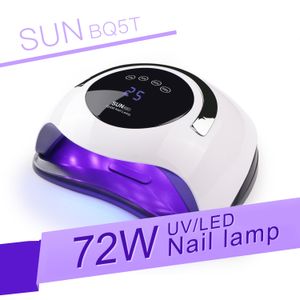 SUN BQ5T 72/90W UV LED Nail Lamp For Drying Gel Polish Nail Dryer LCD Display High Powder Auto Sensing Lamp for All Gels LY191228