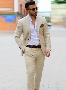 Smoking dello sposo beige bello Notch Risvolto Slim Fit Groomsmen Smoking da sposa Moda uomo Giacca da ballo formale Blazer Suit (giacca + pantaloni + cravatta) 1280