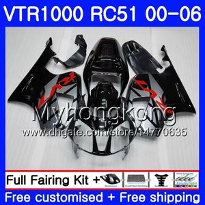 Kit för Honda VTR1000 RC51 SP1 SP2 00 01 02 03 04 05 06 257HM.4 RTV1000 VTR 1000 2000 2001 2002 2003 2004 2005 2006 Silvery Black Fairing