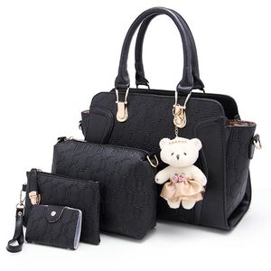 Designer-2018 new five pieces composite Bag Ladies Genuine PU Handbag and vintage postman handbag Shoulder bag Bucket bag Free shipping