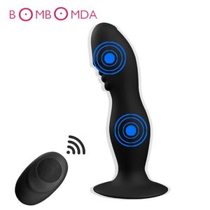 Sex Massagerwireless Remote Dildo Vibrator för män Anal Plug Prostate Massager Sug Cup Stimulator Vuxen Sex Leksaker MAN Masturbator Remote Y200411