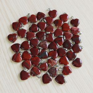 Charms Moda doğal Gökkuşağı taş Aşk kalp şekli kırmızı taş boncuk Kolye 20mm Takı yapımı için kolye Ücretsiz kargo Toptan