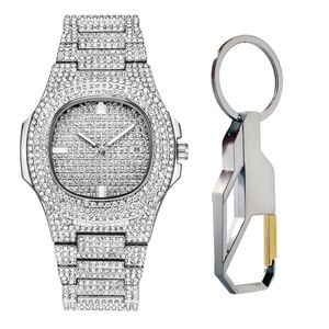 Necklace Lureen Cubic Zircon Quartz Watch Men Metal Key Chain Car keyholder Male Fashion Jewelry Set Gift W0025