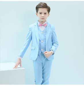 Yakışıklı Bir Düğme Notch Yaka Çocuk Komple Tasarımcı Yakışıklı Erkek Düğün Suit Boys 'Kıyafet Ismarlama (Ceket + Pantolon + Kravat + Yelek) A26