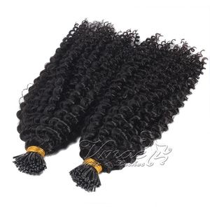 VMAe Brazilian Natural Black 2G Strand 100G Pre Bonded Kinky Curly Keratin Stick Singel Dubbeldragen Jag Tips Mänsklig Hårförlängning