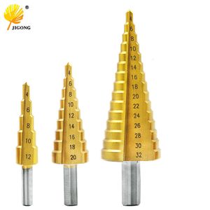 Wholesale cone drill bit set for sale - Group buy 4 mm hss4241 steel large step cone titanium coated metal drill bit cut tool set hole cutter