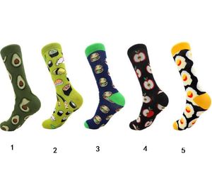 Avocado Omelette Burger Sushi Apple Plant Fruit Socks Funny Cotton happy Socks Women Men Unisex England style Socks Female