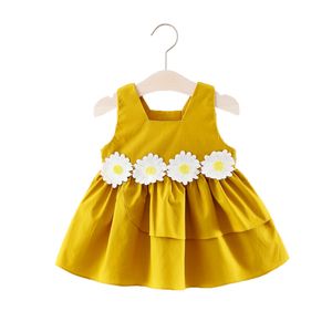 Barnklänning för babyflickor Sommar ärmlösa barns vackra klädflicka småbarnsklänning utsökta blomma barn klädklänning