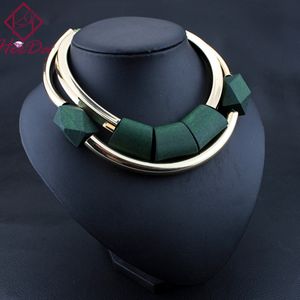 Vintage Holzperlen Anhänger Initiale Halskette für Frauen Mode Grün Schwarz Halsband Kpop Big Name Bijoux Femme Amerikanischer Schmuck