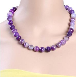 FREE SHIPPING + 12MM Fashion atmosphere luxury PURPLE STONE Necklace Jewelry