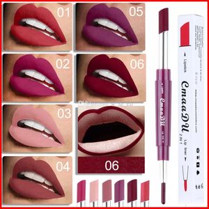 6 Colors CmaaDu lip liner+lipstick 2 in 1 Double Head Lip Pencil Lipgloss 6 Colors Lip Gloss