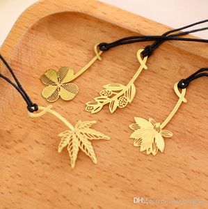 Simple fashion metal bookmark student mimosa lotus maple leaf clover bookmarks stationery office school supplies graduation gift