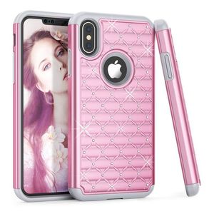 TPU + PC Hybrid Diamond Combo Case حالات آيفون 6 6S 7 8 زائد X XS XR 11 برو ماكس 12 غطاء صدمات