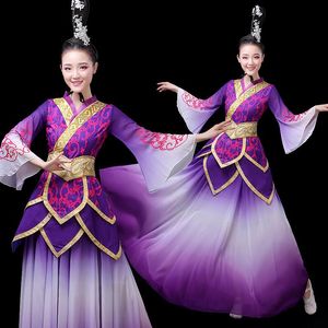 Hanfu female elegant and gradual change color classical dance performance Chinese ancient vintage Tang fairy group dress costume quality