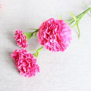 3 huvuden silke nejlika Bouquent konstgjorda blommor god kvalitet konstgjorda carnations blomma silke blommor för heminredning