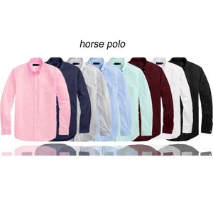 Camicie Polo da uomo piccolo cavallo Polo ricamata Manica lunga Tinta unita Slim Fit Casual Camicie da uomo d'affari abbigliamento di alta qualità