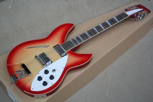 Factory Custom Cherry Sunburst E-Gitarre mit 12 Saiten, Palisandergriffbrett, fester Brücke, doppeltem Binding-Korpus, kann individuell angepasst werden