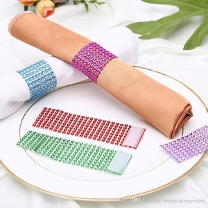 Napkin Ring Hotel Table Decoration 8 Rows Mesh Drill Hollow Multi-Function Napkin Buckle 10 Colors Decoration Wedding Hotel BH1807 ZX