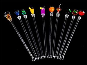 10 pçs / lote Swizzle Sticks Glass Glass Handle Cocktail Stirring Sticks Suco de frutas Muddler para restaurante bar party