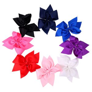 Hot Sale 10 tum Stor Grosgrain Ribbon Bow Girls Hairpins Big Bowknot Hårklipp Nya Hårtillbehör 12st