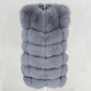 OFTBUY Women Natural Real Big Fluffy Fox Fur Vest Jacket Waistcoat Short Sleeveless Winter Thick Warm Coat Outerwear Black