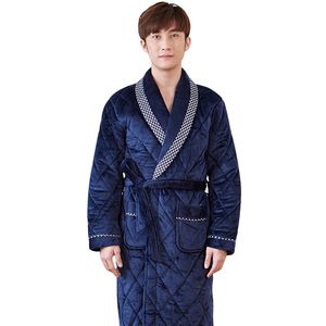 J&Q new bathrobe for men badjas Terry robe kimono men bata hombre peignoir de bain bornoz winter plus thick warm size male robes on Sale