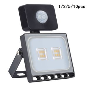 10 PCS 10W Taşkın Işığı Dış Mekan Hareket Sensörü LED Işık ışığı 110V SMD 2835 Sıcak Beyaz Açık Aydınlatma
