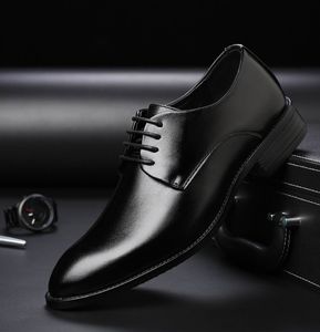 Hot sale-High Quality Designer Fashion Men's Black Dress Shoes, Leisure Leather Shoes, Fashion Tie-up Brown Business Office Shoes Men's