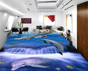 Foto Personalizado 3d Piso Wallpaper Azure Underwater Dolphin Migração autoadesivo PVC 3d Piso Wallpaper