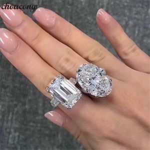 Choucong Luxury Promise Ring Real 925 Sterling Silver Diamond Engagement Bröllop Band Ringar för Kvinnor Fina Smycken