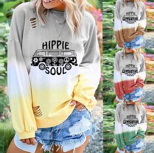 Gradient Printed Hoodie 16 Styles Women Rainbow O Neck Long Sleeve Pullover Sweatshirt Casual Tops Sunflower Printed Girls Shirts OOA7408-7