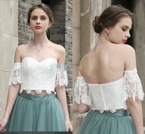 Boho Off The Ramię Kurtka Ślubna Koronki Aplikacje Bolero Kurtki na Prom wieczór Party Formalna Specjalna okazja Sukienka Darmowa Wysyłka