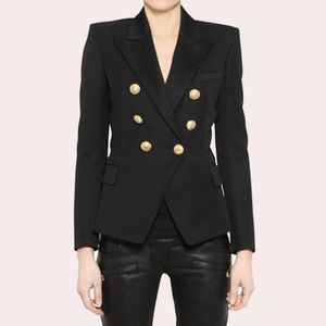 EXCELLENT QUALITY Stylish Classic Blazer for Women Double Breasted Lion Metal Buttons Blazer Plus Size S-3XL