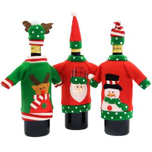 크리스마스 산타 병 케이스 북유럽 산타 클로스 순록 눈사람 와인 병 커버 샴페인 와인 병 커버 선물 가방 장식