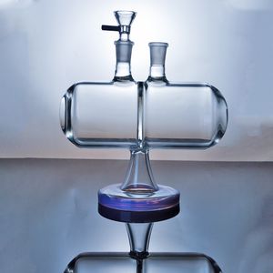 Bong per fumare acqua in vetro Gravità invertibile Infinity Waterfall Pipa per acqua in vetro Viola Verde Olio trasparente Dab Rig 14mm Giunto femmina con ciotola