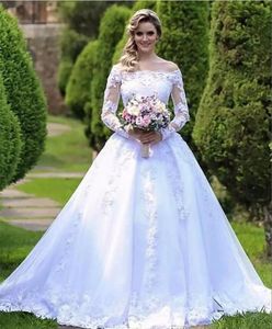 2018 Nowa Moda Kraj Koronki Suknie Ślubne Długie Rękawy Plus Rozmiar Aplikacja V Neck Court Dress Suknia ślubna Suknie ślubne Vestido de Novia