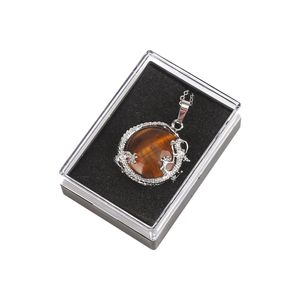 Homens e mulheres colar 12 placa de liga de pedra aleatória dragon gemstone pendant (silver) moda simples