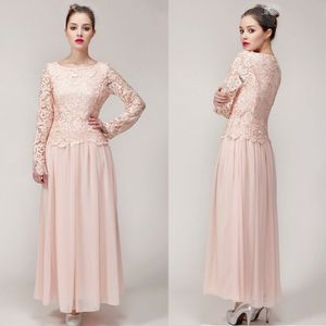 Ankle Length Mother of the Bride Dresses Scoop Long Sleeves Ankle Length Mother Wedding Dresses Wedding Guest Dresses