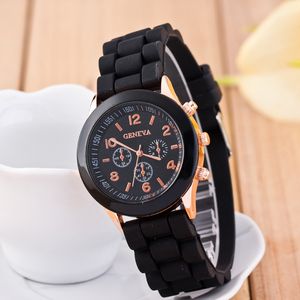 Unisex Casual Geneva Quarzuhr Damen Analog Silikon Sport Armbanduhren Kunststoffschale Herren Shadow Candy Clock