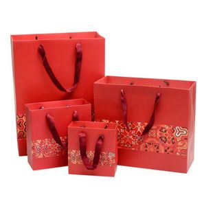 Kleine Papiergeschenktaschen Griffe großhandel-Geschenk Wrap Papier rot speziell für Sie mit Griffe Kleine große Einkaufstasche Schmuck Kleidung