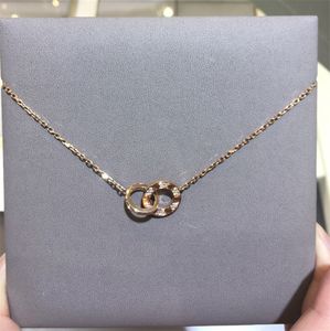 Collana a pendente design di moda uomo Donne doppio anello CZ a due file di diamante coppa di gioielli ottagonali regalo