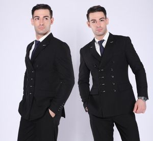 Nowy Design Pięć Double-Breasted Navy Blue Groom Tuxedos Men Wedding Blazer Wysokiej Jakości Mężczyźni Dinner Prom Business Suit ((Kurtka + Spodnie + Krawat)