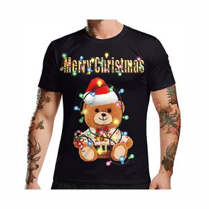 T-shirt 3D moda stampa T-shirt da donna da uomo di Natale T-shirt a maniche corte Anime T-shirt con scollo a V T-shirt da cartone animato 524 Regalo di Natale nero