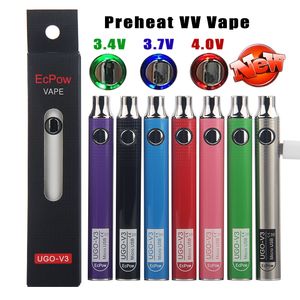 UGO V3 Universal Vape Pen Batterie Bulk Micro USB Pass durch eGo VV Variable Spannung Vorheizen Evod 650 900 mAh Patronen Batterien