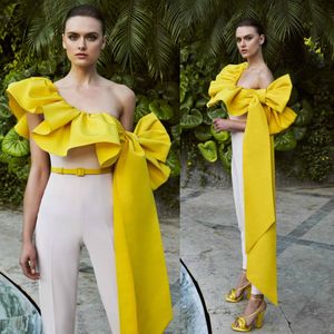 2021 New Arrival Evening Dress Women Jumpsuits Sleeveless Backless Ankle Length Formal Dress Satin Bow Ruched Prom Dress